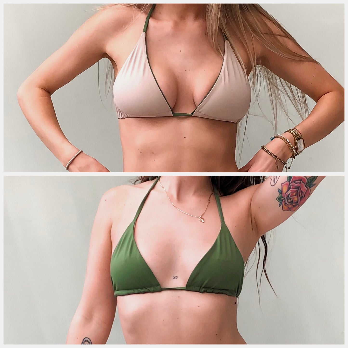 Daphne TOP - Green/Beige