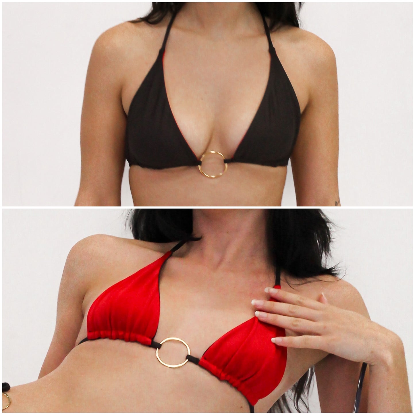 Rhode TOP - Brown/Sparkly Red