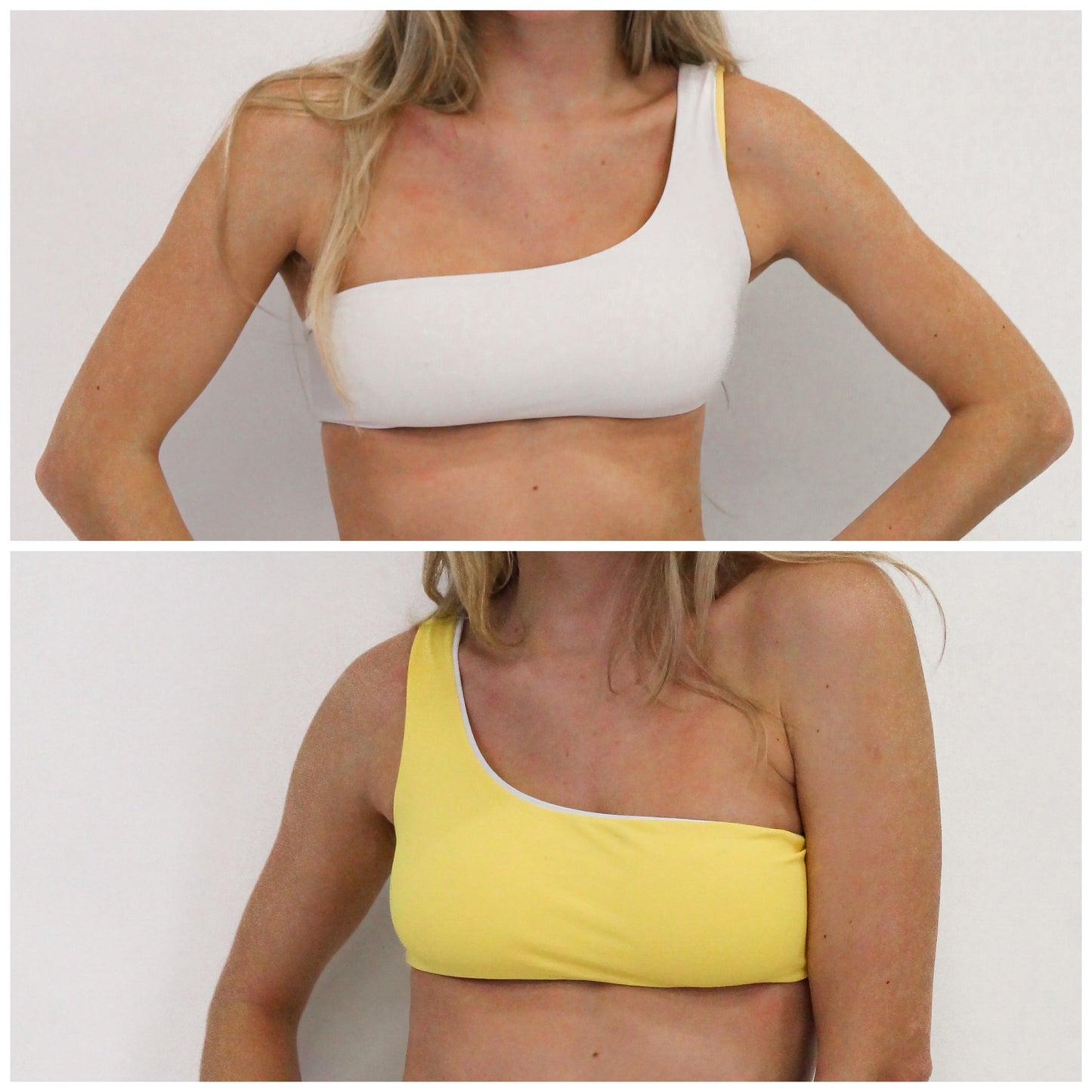 Agave One Shoulder TOP - Yellow/White